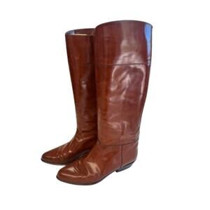 "GIAMPAOLO" ITALY Brown Knee High Leather Boots SZ 39 Country Cowgirl Horse Girl